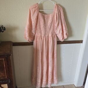 Orange Creek Light Peachy Pink Midi Dress